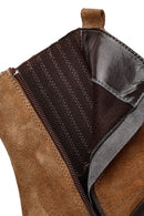 Kadın Taba Fermuarlı Kalın Topuklu Süet Deri Bot | Derimod