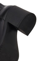 Kadın Siyah Fermuarlı Kalın Topuklu Deri Bot | Derimod