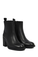 Kadın Siyah Fermuarlı Kalın Topuklu Deri Bot | Derimod