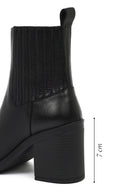 Kadın Siyah Fermuarlı Kalın Topuklu Deri Bot | Derimod