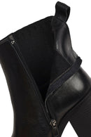 Kadın Siyah Fermuarlı Kalın Topuklu Deri Bot | Derimod