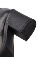 Kadın Siyah Fermuarlı Kalın Topuklu Deri Çizme | Derimod