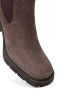 Woman Mink Suede Chunky Heel with Zipper Leather Boat | Derimod