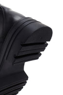 Woman Black Zippered Thick Sole Leather Postal Boots | Derimod