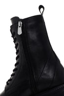 Woman Black Zippered Thick Sole Leather Postal Boots | Derimod