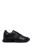 Men's Black Lace-Up Thick-Soled Leather Casual Sneakers | Derimod