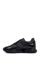 Men's Black Lace-Up Thick-Soled Leather Casual Sneakers | Derimod