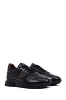 Men's Black Lace-Up Thick-Soled Leather Casual Sneakers | Derimod
