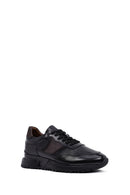 Men's Black Lace-Up Thick-Soled Leather Casual Sneakers | Derimod