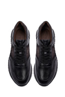 Men's Black Lace-Up Thick-Soled Leather Casual Sneakers | Derimod