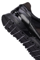 Men's Black Lace-Up Thick-Soled Leather Casual Sneakers | Derimod