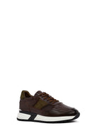 Men's Brown Lace-Up Thick-Soled Leather Casual Sneaker | Derimod