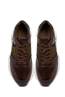 Men's Brown Lace-Up Thick-Soled Leather Casual Sneaker | Derimod