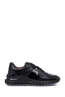 Men's Black Lace-Up Thick-Soled Leather Casual Sneakers | Derimod