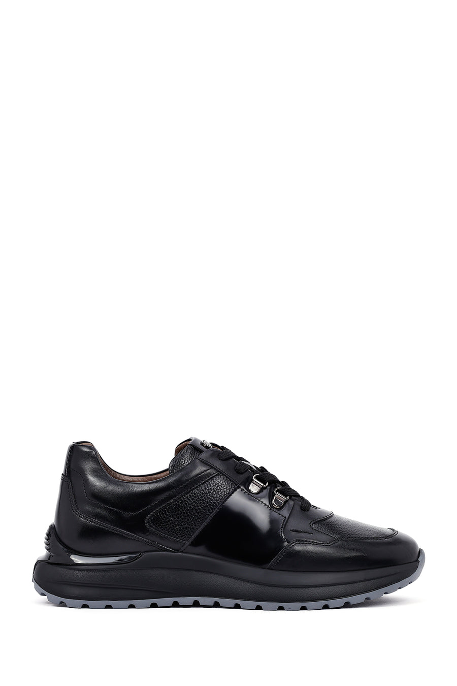 Men's Black Lace-Up Thick-Soled Leather Casual Sneakers 25WFD600614 | Derimod