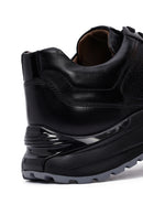 Men's Black Lace-Up Thick-Soled Leather Casual Sneakers | Derimod