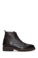 Men's Brown Lace-Up Leather Zippered Casual Boots | Derimod