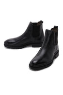 Male Black Leather Casual Chelsea Boots | Derimod