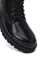 Men's Black Lace-Up Zipper Leather Casual Boots | Derimod