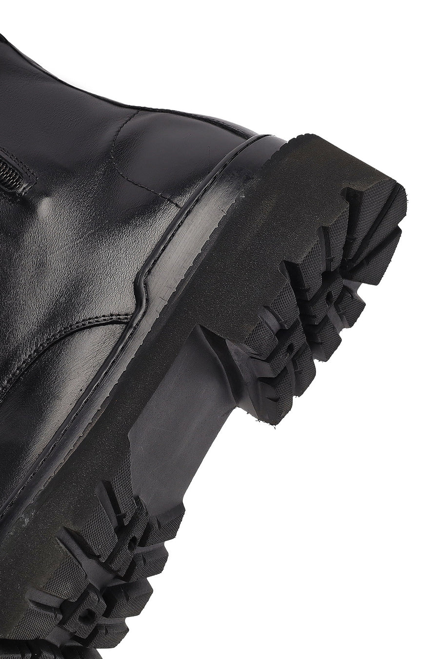 Men's Black Lace-Up Zipper Leather Casual Boots