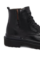 Men's Black Lace-Up Zipper Leather Casual Boots | Derimod