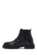 Men's Black Lace-Up Zipper Leather Casual Boots | Derimod