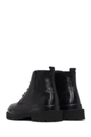 Men's Black Lace-Up Zipper Leather Casual Boots | Derimod