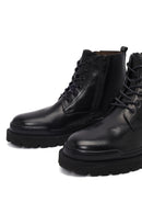 Men's Black Lace-Up Zipper Leather Casual Boots | Derimod