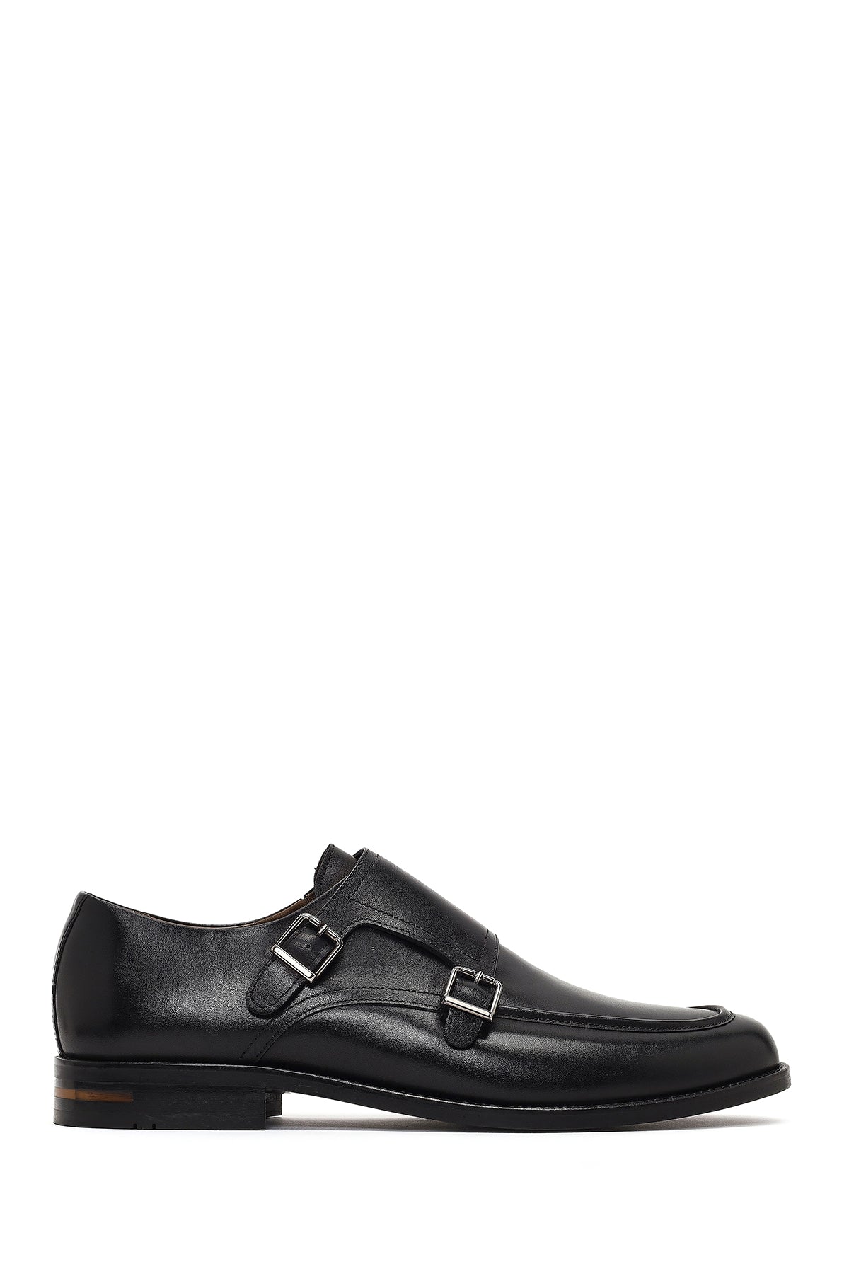 Men's Black Double Buckle Leather Classic Shoe 25WFD603418 | Derimod