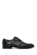 Men's Black Double Buckle Leather Classic Shoe | Derimod