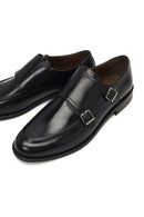 Men's Black Double Buckle Leather Classic Shoe | Derimod