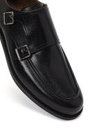 Men's Black Double Buckle Leather Classic Shoe | Derimod