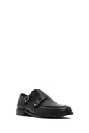 Men's Black Double Buckle Leather Classic Shoe | Derimod