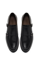 Men's Black Double Buckle Leather Classic Shoe | Derimod