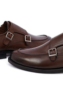 Erkek Kahverengi Çift Tokalı Deri Klasik Ayakkabı | Derimod