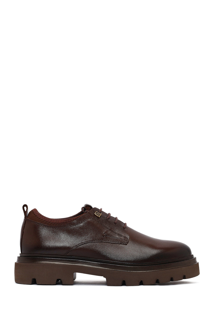 Men's Brown Lace-Up Thick-Soled Leather Casual Shoes 25WFD603918 | Derimod