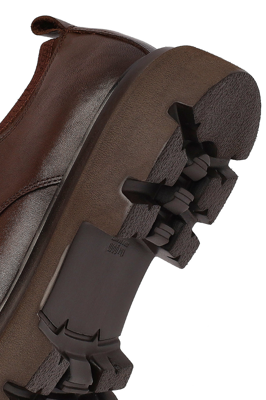 Men's Brown Lace-Up Thick-Soled Leather Casual Shoes