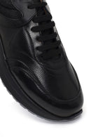 Erkek Siyah Bağcıklı Kalın Tabanlı Deri Sneaker | Derimod