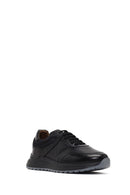 Erkek Siyah Bağcıklı Kalın Tabanlı Deri Sneaker | Derimod