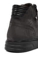 Erkek Gri Çift Fermuarlı Kalın Tabanlı Nubuk Deri Spor Bot | Derimod