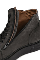 Erkek Gri Çift Fermuarlı Kalın Tabanlı Nubuk Deri Spor Bot | Derimod