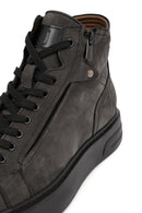 Erkek Gri Çift Fermuarlı Kalın Tabanlı Nubuk Deri Spor Bot | Derimod