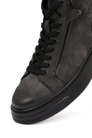 Erkek Gri Çift Fermuarlı Kalın Tabanlı Nubuk Deri Spor Bot | Derimod