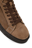 Erkek Vizon Çift Fermuarlı Kalın Tabanlı Nubuk Deri Spor Bot | Derimod