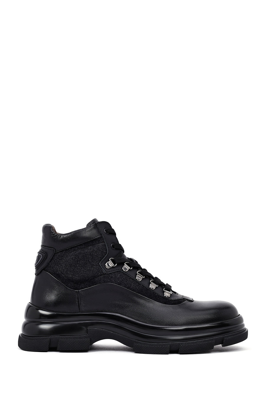 Men's Black Zippered Leather Boat 25WFD605214 | Derimod