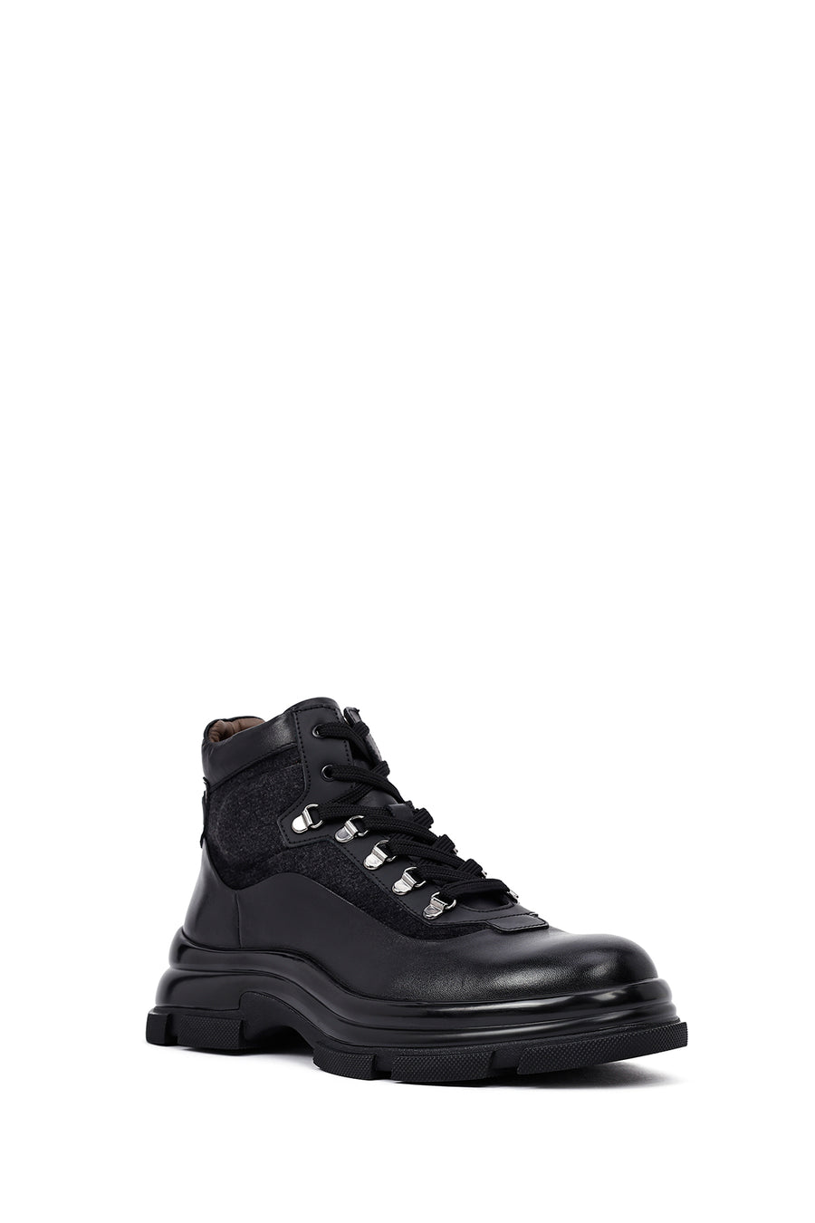 Men's Black Zippered Leather Boat