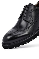 Erkek Siyah Bağcıklı Kalın Tabanlı Deri Casual Ayakkabı | Derimod