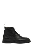 Men's Black Lace-Up Zipper Leather Casual Boot | Derimod