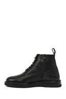 Men's Black Lace-Up Zipper Leather Casual Boot | Derimod