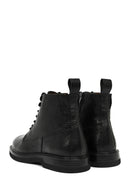 Men's Black Lace-Up Zipper Leather Casual Boot | Derimod